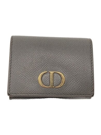 Christian Dior 30 Montaigne Gray Leather Tri-Fold Wallet for Women