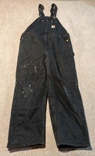 Carhartt Overalls Mens 44x32 44x30 Black R03 BLK Insulated Double Knee Bibs