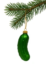 Old World Green Mini Glass Christmas Pickle Ornament German Tradition Tree Decor