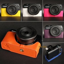 For Canon EOS-M Handmade Genuine Real Leather Half Camera Case Bag Cover