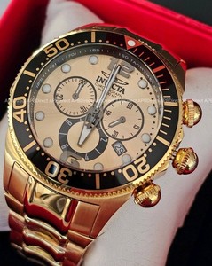 Authentic Invicta Lupah - Swiss 5040.D Chronograph GOLD Plated Case & Bracelet mens watch