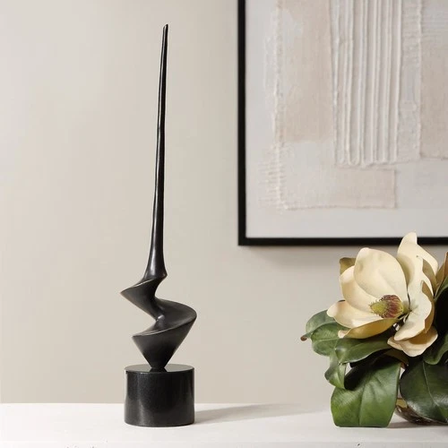 Uttermost 18139 All Twisted 20-3/4" Tall Cast Iron and Marble - Black / Aged - Picture 3 of 3