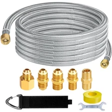 12FT Stainless High Pressure Braided Propane Hose Extension with Conversion Coup