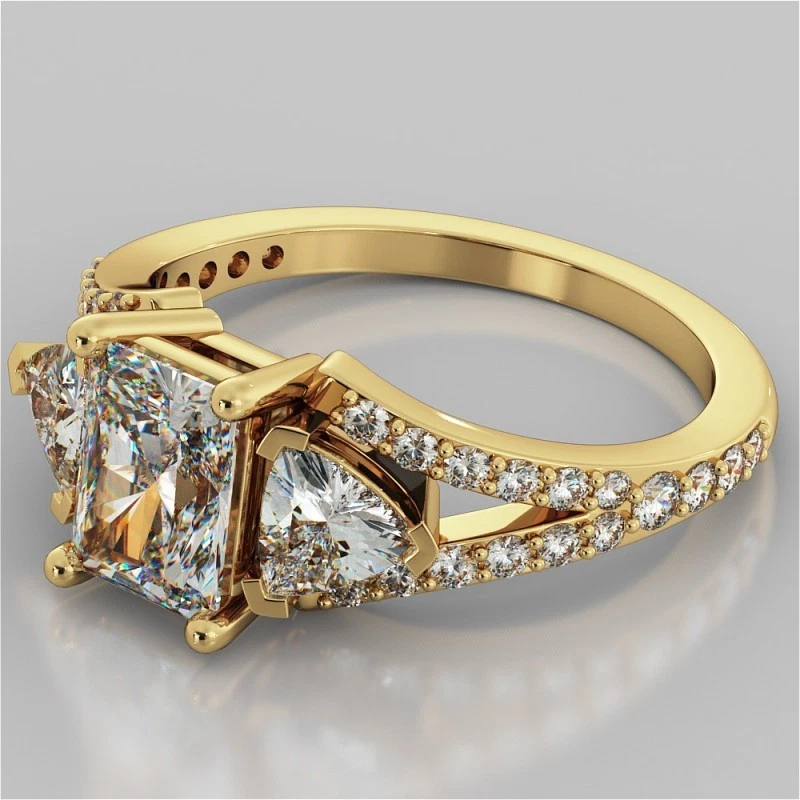 Anillo de aniversario de diamantes de corte radiante de 3,64 quilates de oro amarillo de 14 k talla 8 Foto 2 de 4