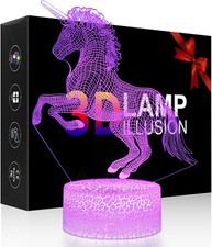 3D Illusion Night Light,7 Colors Touch Switch Table LED Multi