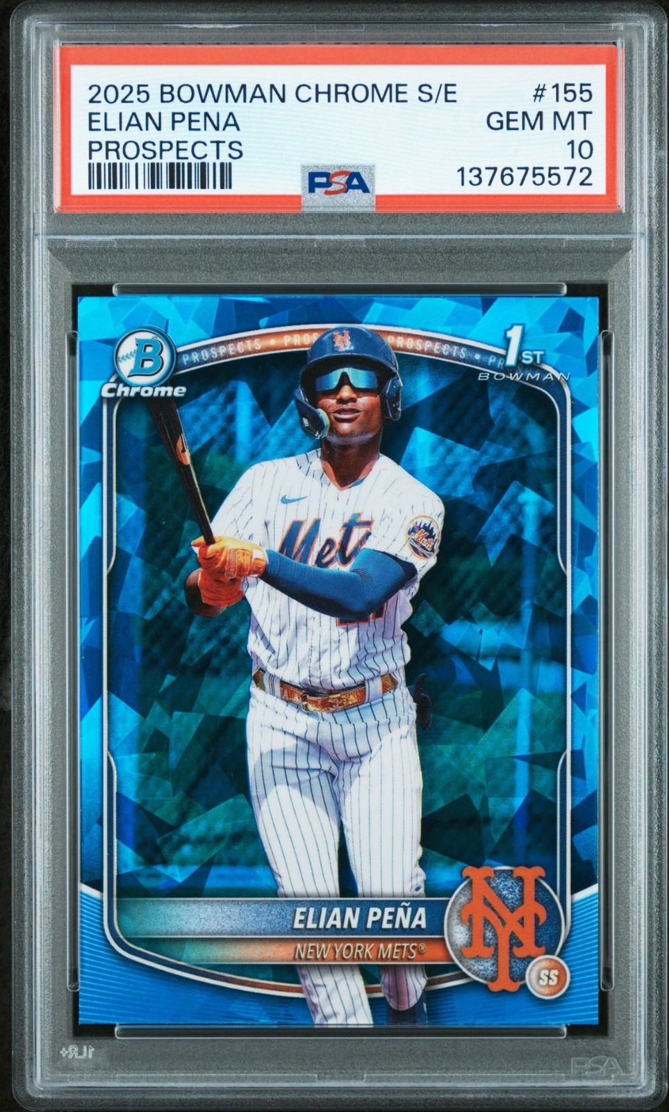 2025 Bowman Chrome Sapphire Elian Pena 1st Prospect #155 PSA 10 Gem Mint
