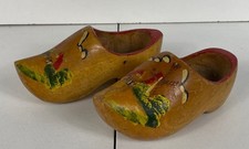 Vintage Hand Painted Wooden Dutch Clogs Holland Windmill Scene Souvenir Pair