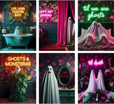 6-Pack Cute Ghost Diamond Art Kits for Adults round Diamond Painting Halloween