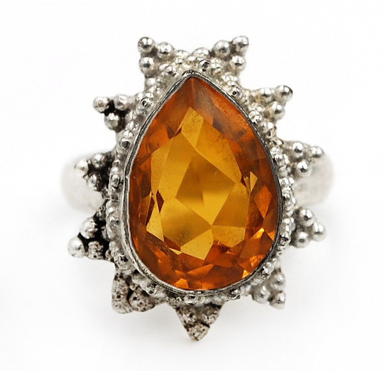 2CT Natural Golden Citrine 925 Solid Sterling Silver Ring Sz 7 @20-4