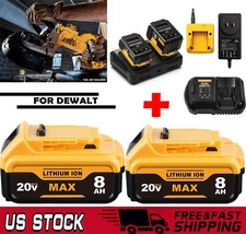 Max For DeWalt 20V 8 AH Lithium-Ion Battery or Charger DCB206-2 DCB205 DCB200-2