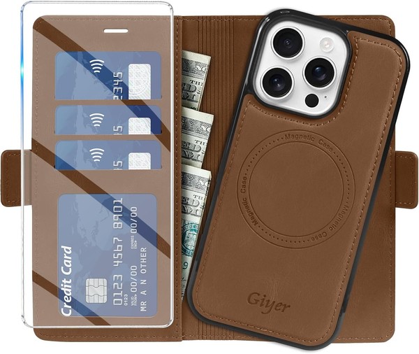 HandyhüLle 2 In 1 Abnehmbare PU Leder Wallet Braun Mit Standfunktion FüR Iphone-image