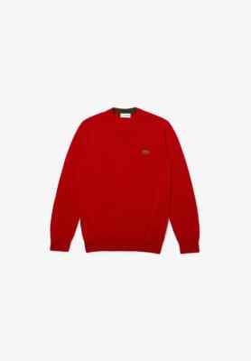 Lacoste Mens Wool Jumper Size 5 50acrylique 50laine Red NP:100,00 