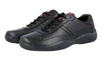 Prada Vollleder Americas Cup Sneaker - Roter Streifen - Schwarz Neu - 12,5 46,5