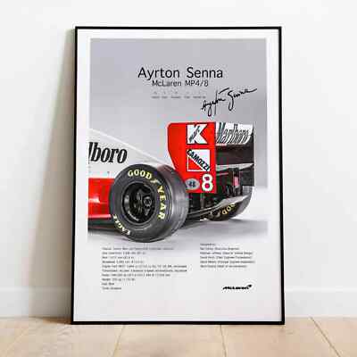 Formula 1 Ayrton Senna McLaren MP48 F1 Poster wall art, Home Decoe