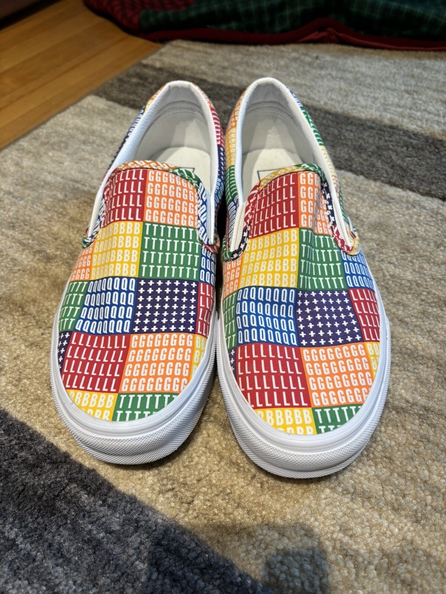 Vans Classic Slip On Pride Mens Multi color White Shoes Size 10 display picture 2