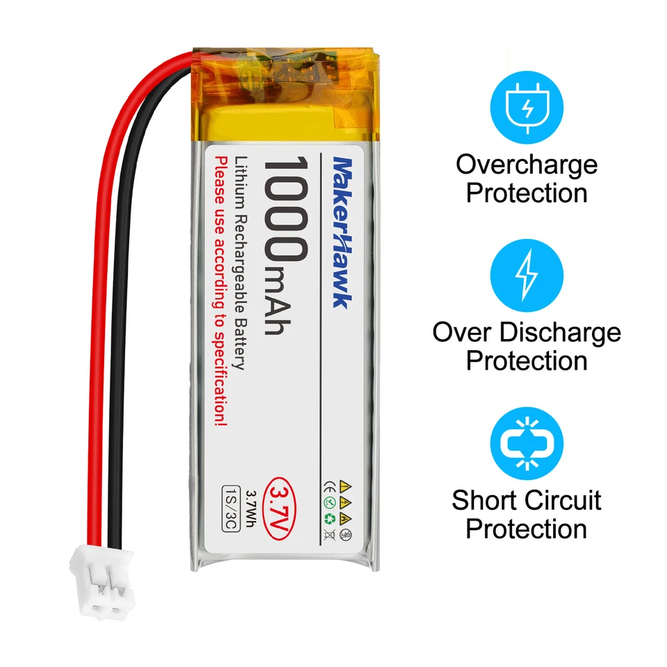 4 Pack 3,7 V 1000 mAh LiPo-Akku wiederaufladbarer 1S 3C 102050 Lithium-Polymer - Bild 4 von 4