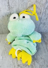 Vintage First Peek Music Frog Prince Plush Crib Pull Green Crown