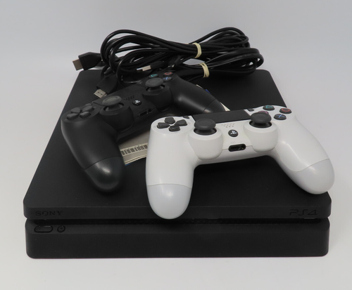 Sony PlayStation 4 Slim 1TB Black Console CUH-2115B with 2 Controllers F.W. 5.55