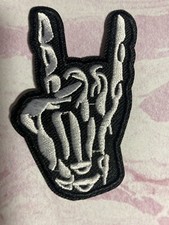 Devil Horn Skeleton Iron On Patch ONE FREE MUSIC STICKER WITH PURCHASE OF PATCH
