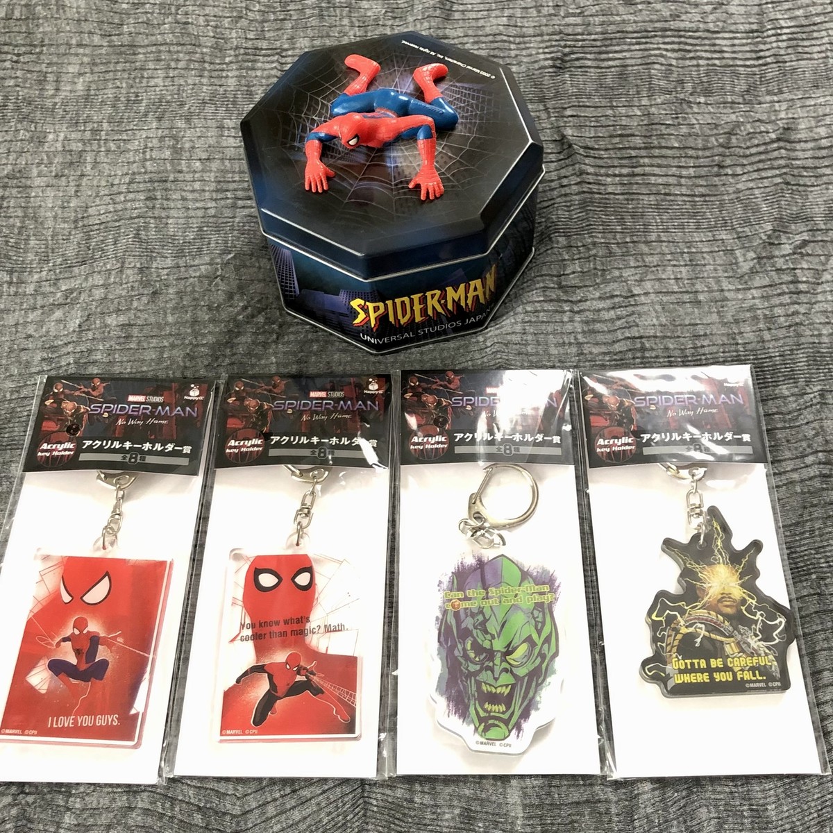 USJ Spider-Man Can Box 4 Types of Acrylic Key Chains Marvel #6378