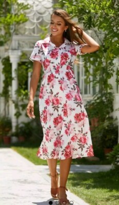 Curvedream Women's Collar Short Sleeve Floral Midi Dress Size 2XL | eBay Curvedream Women's Collar Short Sleeve Floral Midi Dress Size 2XL | eBay