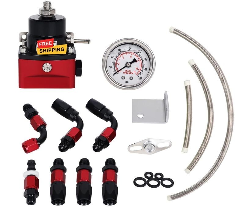 Kit regulador de presión de combustible ajustable 20-80psi con manómetro 6AN, re