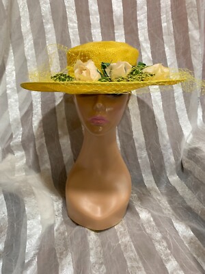 Miss Bierner Bowler Yellow Straw Usa Ladies Spring Summer Hat