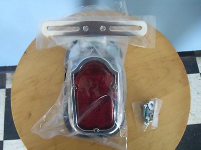 CUSTOM CHOPPER BOBBER HARLEY STYLE 1947-54 CHROME TOMBSTONE TAILLIGHT ASY GASKT