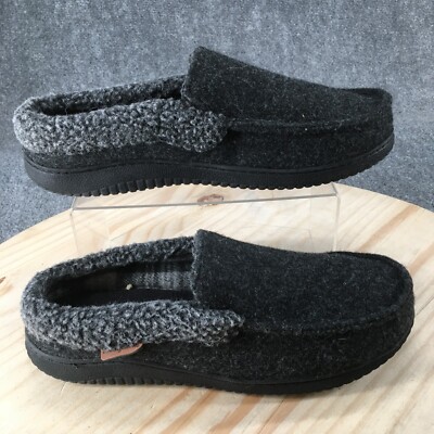 Dearfoams Sandals Mens 11-12 L Casual Slip On Moc Toe Mule Slippers Black Fabric