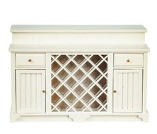 Dolls House White Breakfast Bar Kitchen Island Unit Wine Cabinet JBM Furniture
