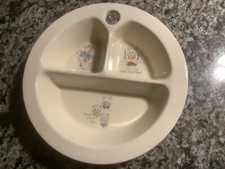 1930s THREE LITTLE PIGS divided baby dish  adorable Unmarked, heavy china  