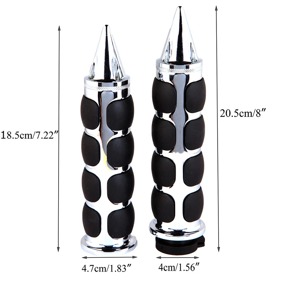 2x 7/8" Chrome Spike Handlebar Hand Grips For Yamaha FZR YZF 600 600R R1 R6 R6S - Image 2 of 4