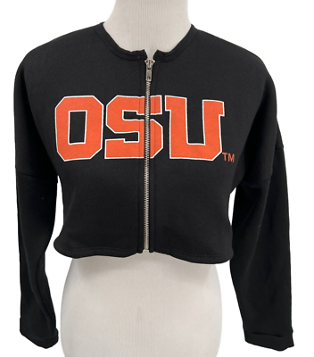 Hype Vice Oregon State OSU Beavers Black Cropped Zip Up Sweatshirt Size  Small