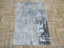 1'11 x 2'11 Hand Knotted Brown & Gray Modern Abstract Oriental Rug G9286