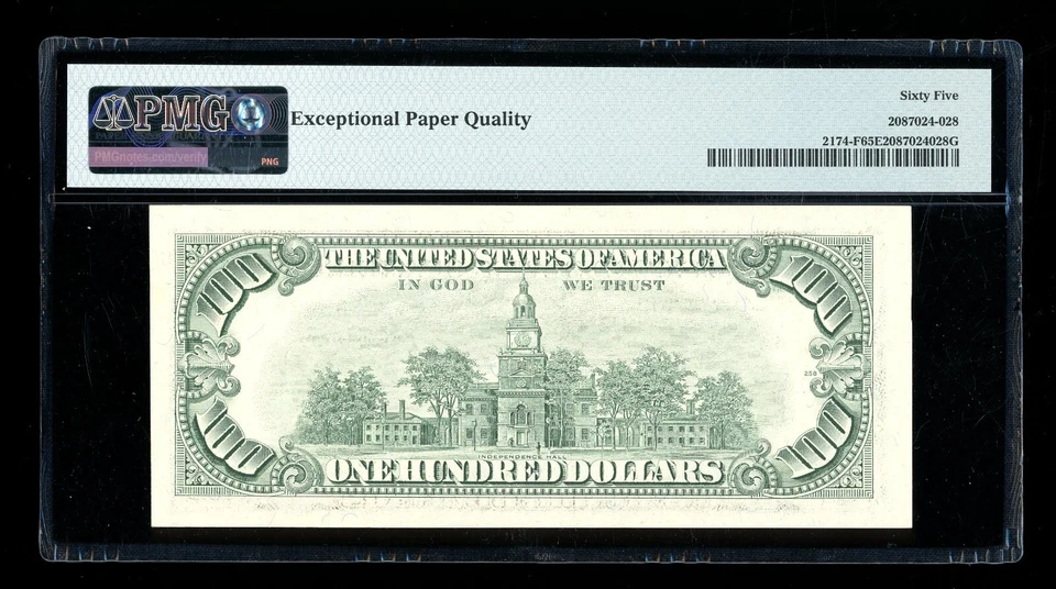 DBR 1993 $100 FRN Atlanta Gem Fr. 2174-F PMG 65 EPQ Serial F19080593A - Image 2 of 2