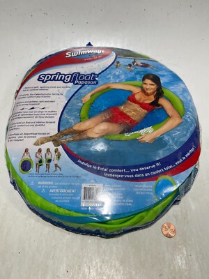 SwimWays Spring Float Papasan - Mesh Float for Pool Lake Blue/Green