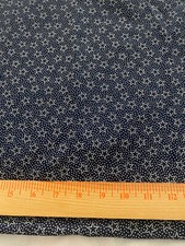 White stars  dots on navy blue background/ cotton quilting fabric 1 yd 19"x 45"