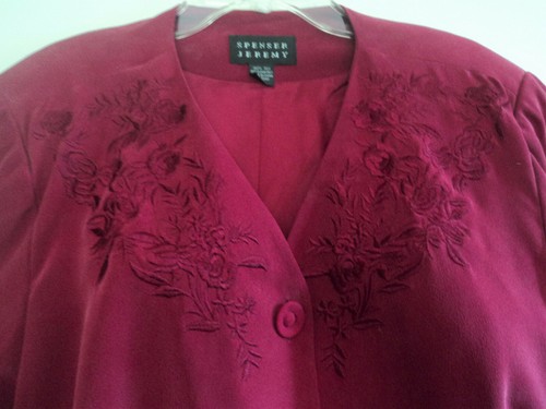SPENSER JEREMY SILK PANT SUIT SIZE 14 FULLY LINED CRANBERRY LONG SLEEVED - NWT - Picture 4 of 12