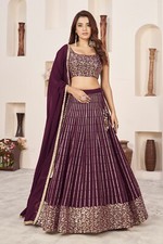 Presenting New Wine Georgette Lehenga Choli With Dupatta For Women