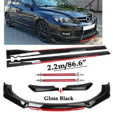 Front Bumper Lip Spoiler Splitter Side Skirt Glossy Black For Mazda 6 5 3 2
