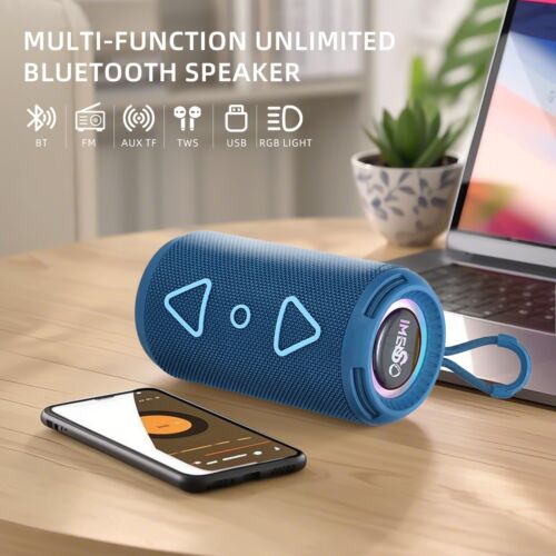 Wireless Bluetooth Lautsprecher RGB Licht Tragbar Stereo Blau - von IMENSO - Bild 3 von 16