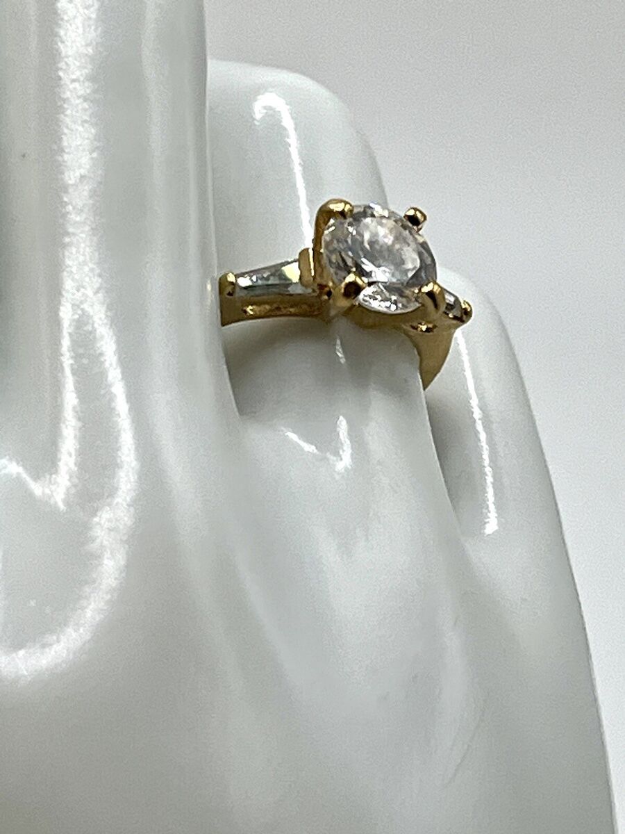 Vintage 14KT HGE Lind Ring, Round & Baguette CZ Brilliant Vintage 14KT HGE Lind Ring, Round & Baguette CZ Brilliant