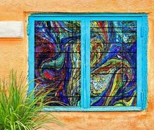 3D Blue Texture D356 Window Film Print Sticker Cling Stained Glass UV Block Amy