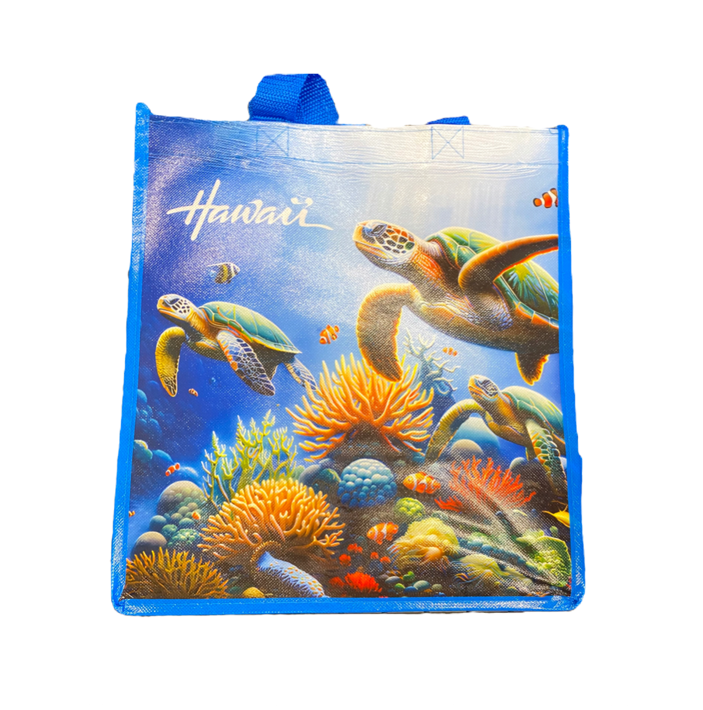 Hawaiian Underwater Sea Turtle Design Canvas Tote Bag