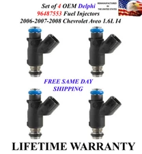 Genuine Delphi Set Of 4 Fuel Injectors For 2006-2007-2008 Chevrolet Aveo 1.6L I4