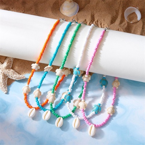 Fashion Shell Turtle Pendant Beaded Necklace Beach Jewelry Holiday Gift Women - Picture 6 of 15