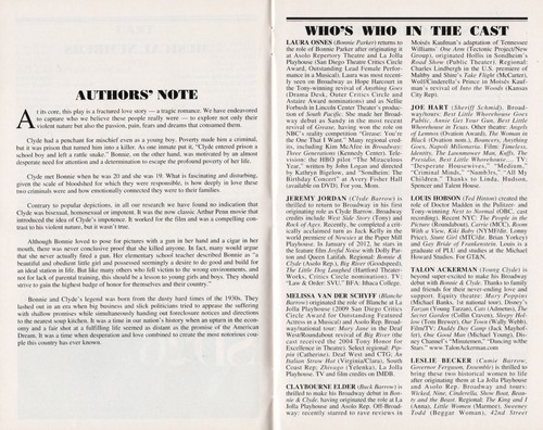 Jeremy Jordan "BONNIE and CLYDE" Laura Osnes / Frank Wildhorn 2011 FLOP Playbill - Picture 5 of 11