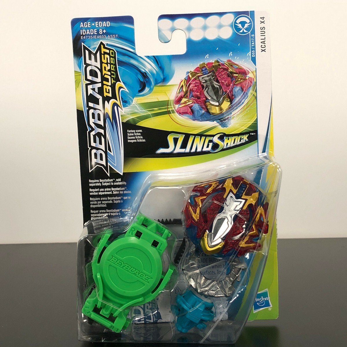 Hasbro E4735AS00 Beyblade Burst Turbo Sling Shock Xcalius X4 and