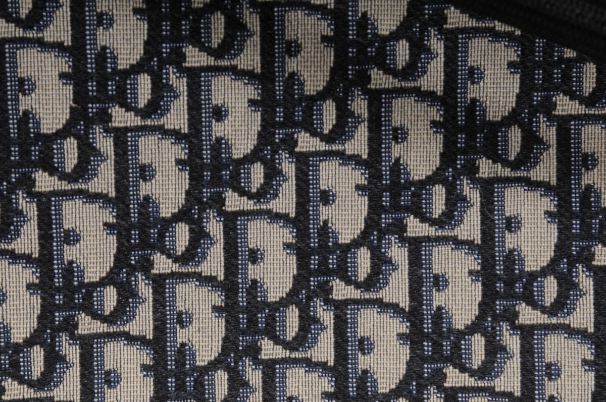 Dior Oblique Logo Wrist Pouch Travel Folder File Black Blue Ipad