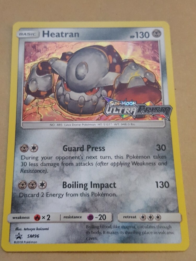 POKEMON PROMO CARD - SUN AND MOON - SM96 HEATRAN - PRE-RELEASE (HOLO) NM